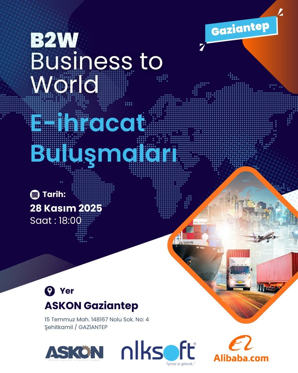 nlksoftware's tweet photo. Ticaretin cesaretle harmanlandığı şehir Gaziantep’te, dünyaya açılan kapıyı aralıyoruz! 🌍🔥
NLKSOFT, https://t.co/HVDjNYvH6J ve ASKON iş birliğiyle gerçekleşecek dev E-İhracat hamlesinin startını veriyoruz. "Gelecek burada" diyenleri bekliyoruz.
#NLKSOFT  #Eihracat #AlibabaCom https://t.co/4DDy9iW5NY