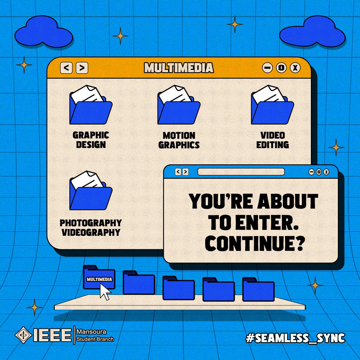 IEEEManSB's tweet image. Ideas flow into the system through the “Multimedia” Committee, emerging as visuals, through design, motion graphics, photography or videography.

Will you continue with this selected component?
Register now: mansoura.ieee.org/committees

#IEEE_ManSB
#IEEE_ManCSC
#Seamless_Sync