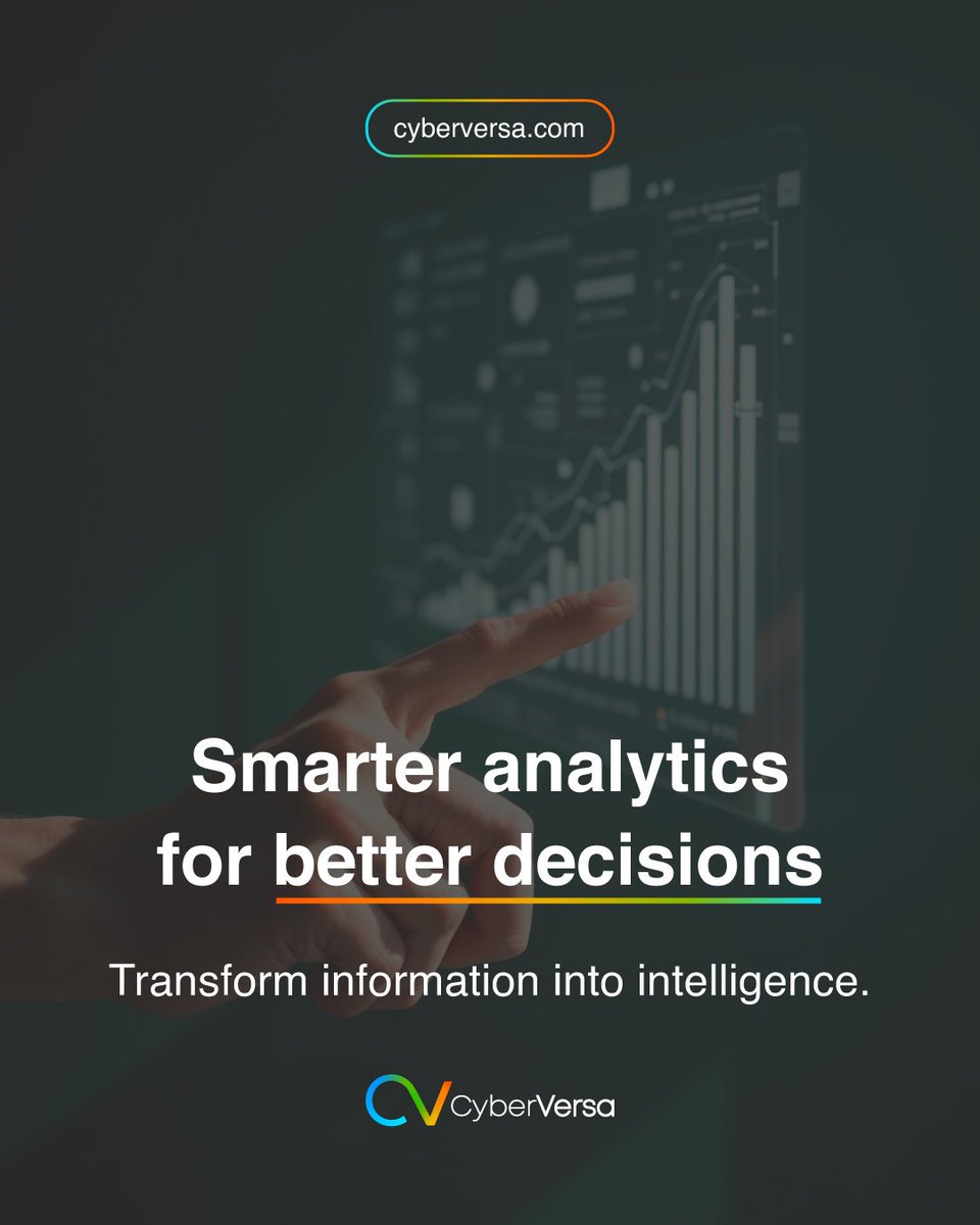 CyberVersa's tweet image. AI analytics uncover patterns and insights hidden in your data. 📈 We help organizations turn information into secure, actionable strategies that support sustainable growth. 💡 #AIanalytics #SmartDecisions #CyberVersa