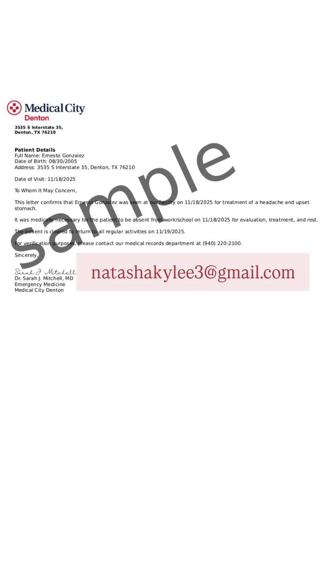 Marilyneezoey6's tweet image. Hospital Discharge or a doctor&apos;s note? DM   guaranteed fast turnaround time.
#dischargenote #doctorsnote #sicknote #duetonight #urgentcare