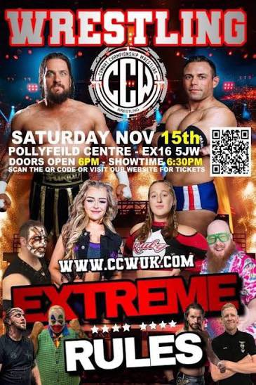 Combatchamp's tweet image. Wanted say what amazing event on the 15th November watching the amazing former @wwenxt Oliver grey ( Joel Redman ) to the talented @tillyrose_pw and then watching YouTube sensation and tag team champion @OmegaLuke to the amazing 3 on 3 tag team extreme Rules match amazing