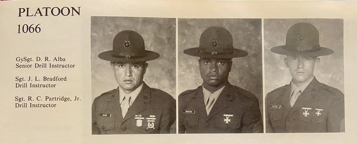 papadaniel's tweet photo. As a not quite 18yr old recent high school graduate, these men were the scariest people.  My Plt 1067 drill instructor Sgt Capps loved to take me to demonstrate my push-up skills to Plt 1066 Sgt Partridge, referring to me as his “little brother” (yeah, my name is D.J. Partridge) https://t.co/Q0K1G5512Z