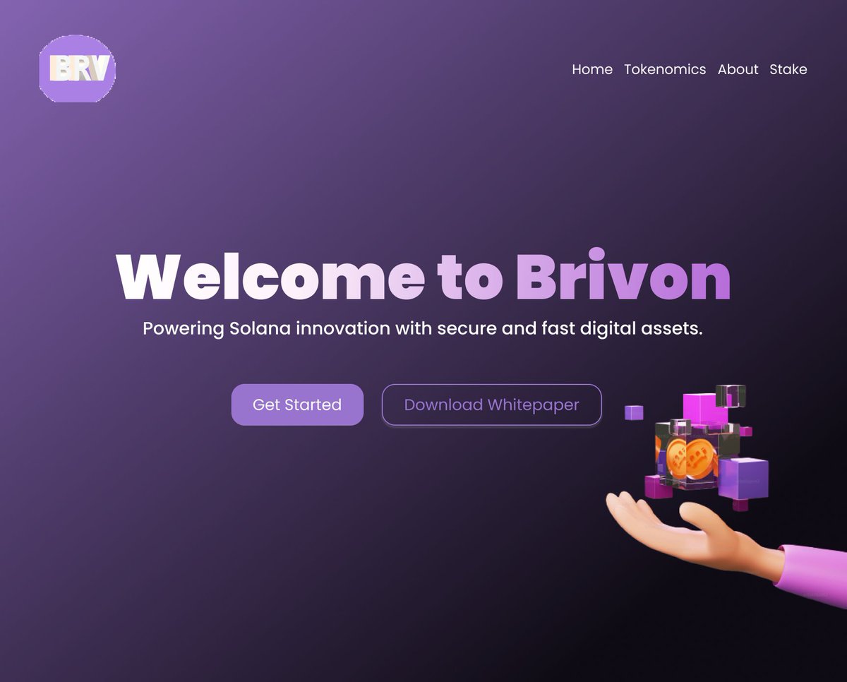 Codedhub_Studio's tweet image. Day 33 - @Brivonsol11 Hero Refresh  

Crafted a basic, minimalist hero section for Brivon, a Solana-powered digital asset platform.  Soft gradients, clean typography, and a vibrant 3D asset.

@Brivonsol11 Hero - Slide 3  

#solanadefi #UIUXDesign #SolanaAirdrop #SOL #solanadefi