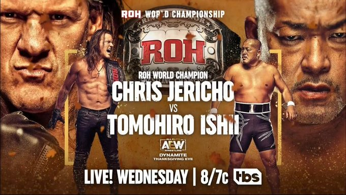 wrestle_hist's tweet photo. 11/23/2022
Chris Jericho defeated Tomohiro Ishii by submission to retain the ROH World Championship on Dynamite from the Wintrust Arena in Chicago, Illinois.
#AEW #AEWDynamite #ChrisJericho #LeChampion #TheOcho #TheWizard #TheLearningTree #TomohiroIshii https://t.co/9osMJ2GfJ9
