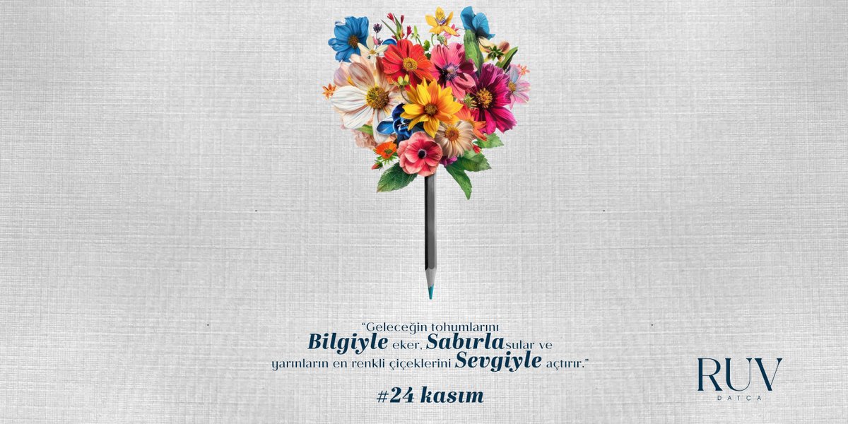En değerli yol göstericilerimizin 24 Kasım Öğretmenler Günü kutlu olsun.
#RuvDatça #ÖğretmenlerGünü #24KasımÖğretmenlerGünü #BaşöğretmenAtatürk #ÖğretmenlerGünüKutluOlsun #EğitiminMimarı #EğitimeDeğer #GeleceğiŞekillendirenler