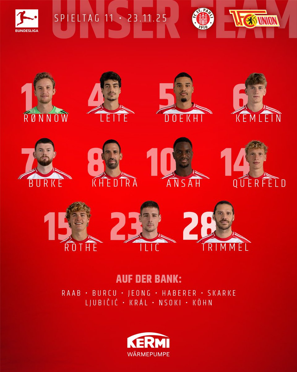 fcunion's tweet photo. Unsere elf angstfreien Piratenärgerer!
#FCUnion #STPFCU #Bundesliga https://t.co/aJ5R2ision