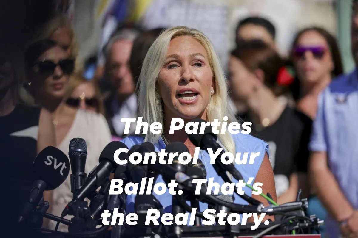 <a href="/mtgreenee/">Marjorie Taylor Greene 🇺🇸</a> Marjorie Taylor Greene’s resignation letter accidentally reveals something much bigger than her own exit: our elections are controlled by party machines, not voters.

Read past the drama and you see the real admission — she’s leaving because she can’t survive her own party’s