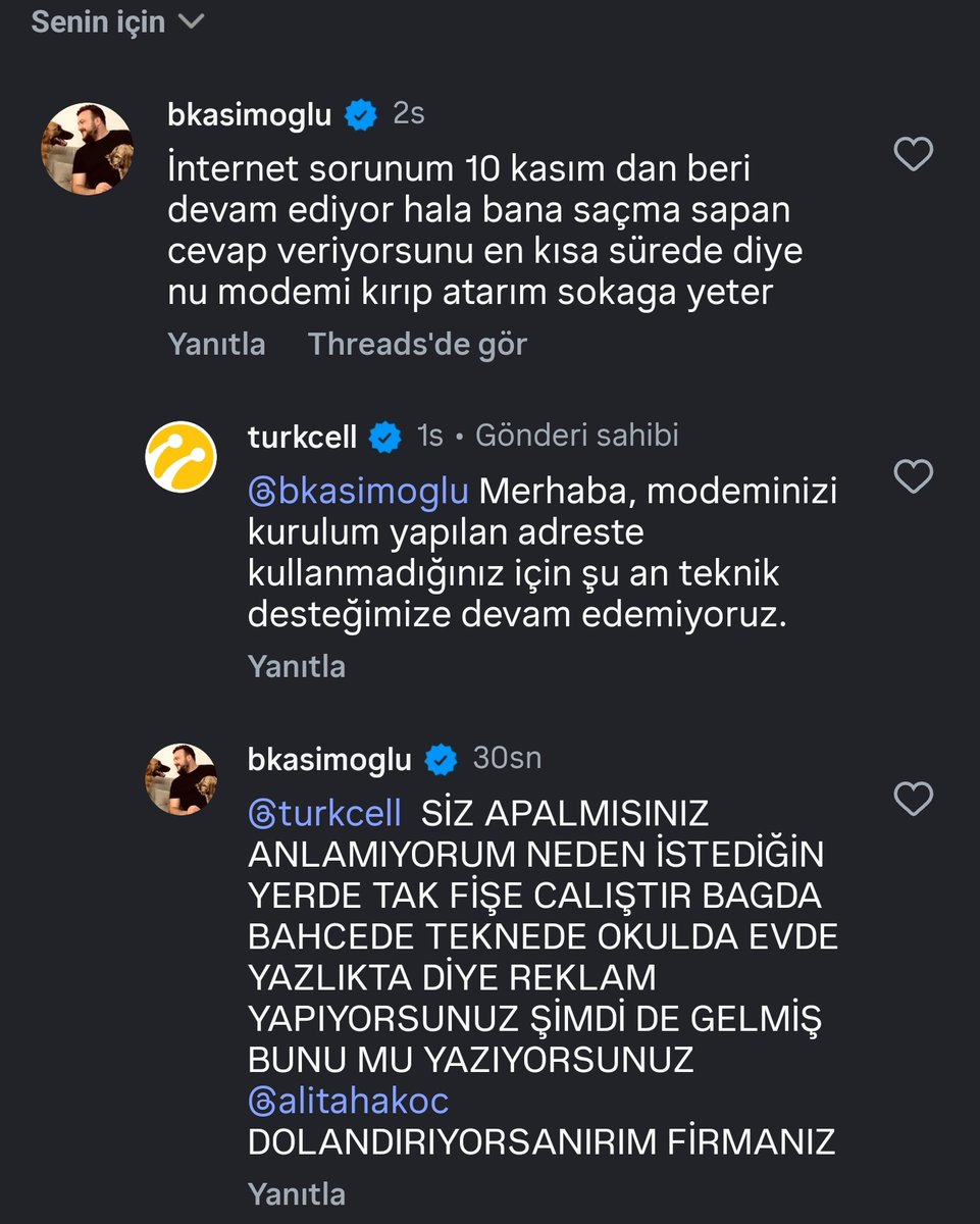 BKASIMOGLU's tweet photo. SÜREKLİ DEVAM EDİYOR SÜREKLİ İLGİLENİYORUZ DİYORSUNUZ ANCAK NE ARANMA NE ULAŞMA NE DE YARDIMCI OLUYORLAR. @AliTahaKoc @Turkcell @TurkcellHizmet @BTKbasin @BTKgovtr  BİZLERİ VERMEDİKLERİ HİZMETİN PARASINI 1700 LİRA İSTİYORLAR. BU ÜLKEDE İÇTEN İÇE DOLANDIRIYOR BU FİRMA https://t.co/oBoO091urd