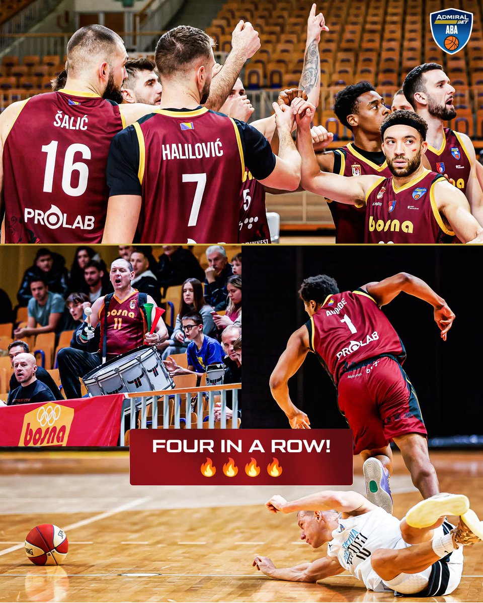 KK Ilirija  🇸🇮 - KK Bosna Sarajevo  79:83 

4. uzastopna pobjeda sarajevskog tima u #ABALiga 🔥

Šeher Silni 💪

#BordoPorodica ❤️