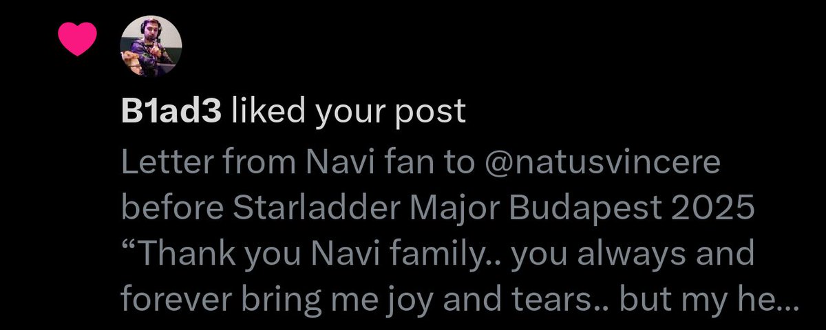 fanpagenavi's tweet photo. No way B1ad3 likes it. I hope everyone from the players will also see my letter to them. I can't even imagine this 2 months ago. I am so happy that i made this account 😊 https://t.co/vS6ZXJw5KF