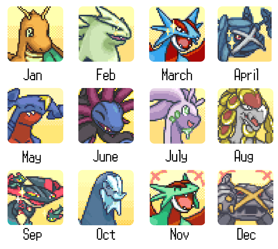 PokeDailyPost's tweet image. Your birth month is the Pokémon you turn into (Pseudo-legendary version✨)