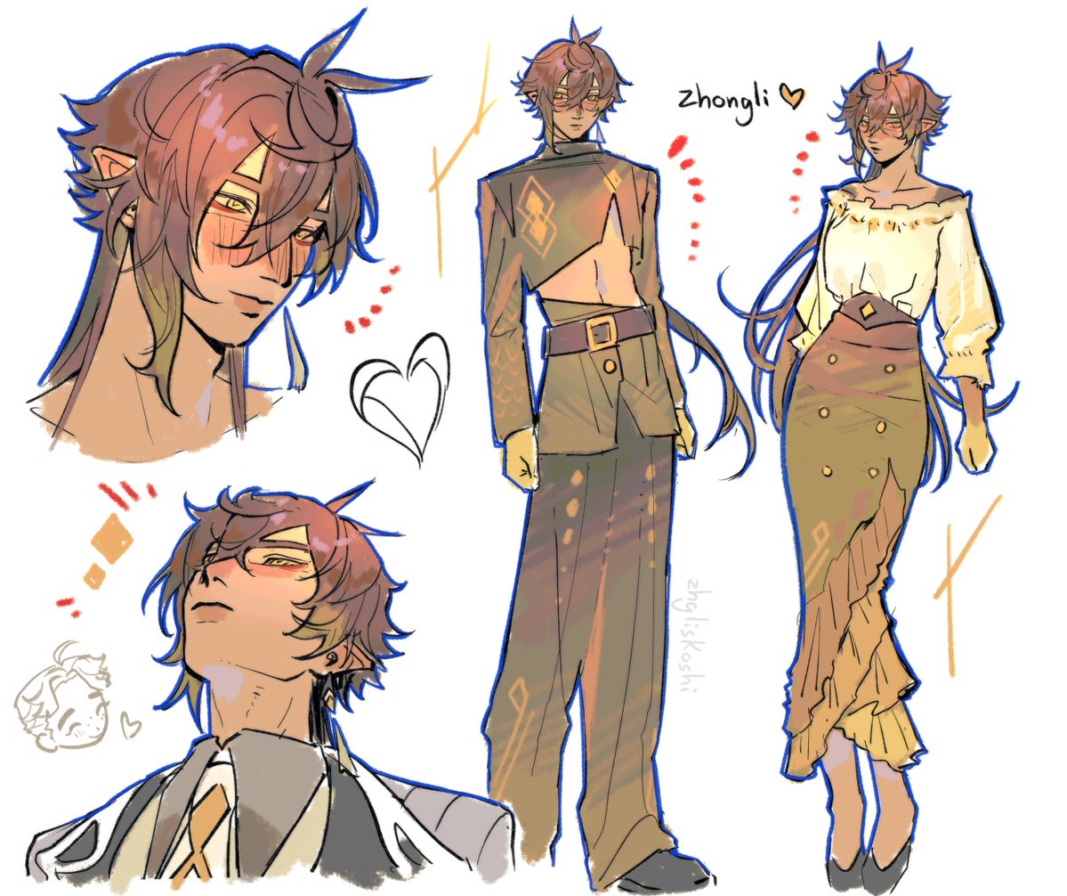 zhgliskoshi's tweet image. this is from today at like 4am cus i couldn&apos;t sleep thinking too hard about zhongli so stayed up drawing