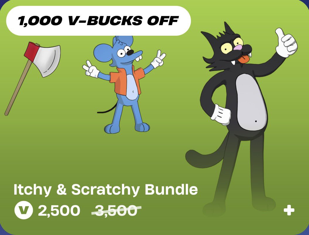 Jmoneydog84's tweet image. Itchy &amp;amp; Scratchy Bundle Giveaway
#Fortnite #Giveaway #Ad

HOW TO ENTER!

-Follow me📲
-Like &amp;amp; RT♻️
-Comment 'Done'✅

Ends in 24 hours!

Use Code 'Jmoneydog84' to support me, it helps a lot
💙 #EpicPartner
