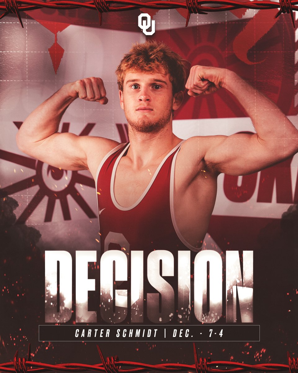 Ranked dub ✔️

Schmidt def. No. 33 Frazier, Dec. 7-4

#20 Oklahoma 3, Indiana 3