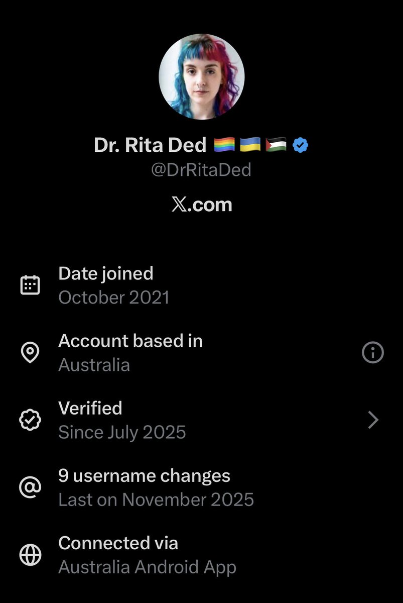 AussieGayLib's tweet image. 🚨Exposed
⁦@DrRitaDed⁩ is not a Palestinian trans of colour
