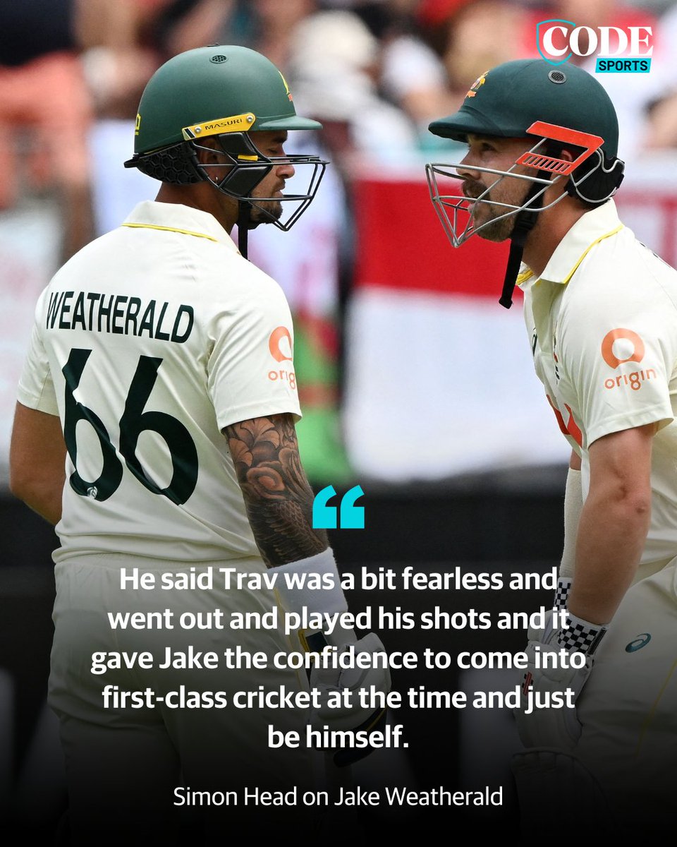 Simon Head is adamant his son’s bond with Jake Weatherald was a major impetus behind the moment he marched into the dressing room and declaring he wanted to be the man to walk out and stare down Bazball.

Read about their unique bond here 👉 bit.ly/4ieBqbj