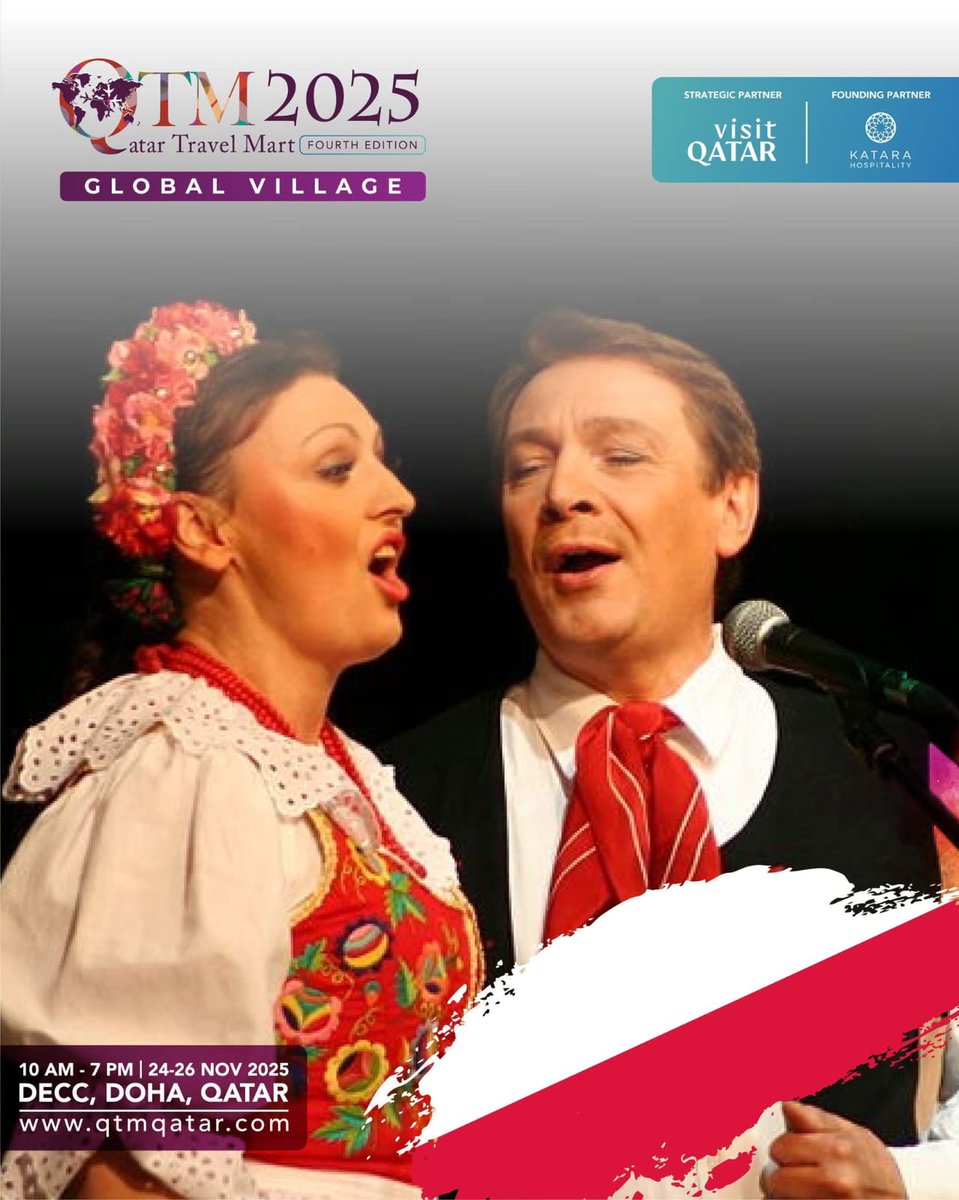 We invite you to <a href="/qtmQatar/">Qatar Travel Mart</a> 2025!
📍 24–26 November, DECC
• Stand of the Embassy of Poland in Doha &amp; Małopolska Tourism Organization
• Bukowina Tatrzańska ensemble presenting regional culture
• Main stage performance: 24 Nov at 1:50 pm
ℹ️ Registration: qtmqatar.com
