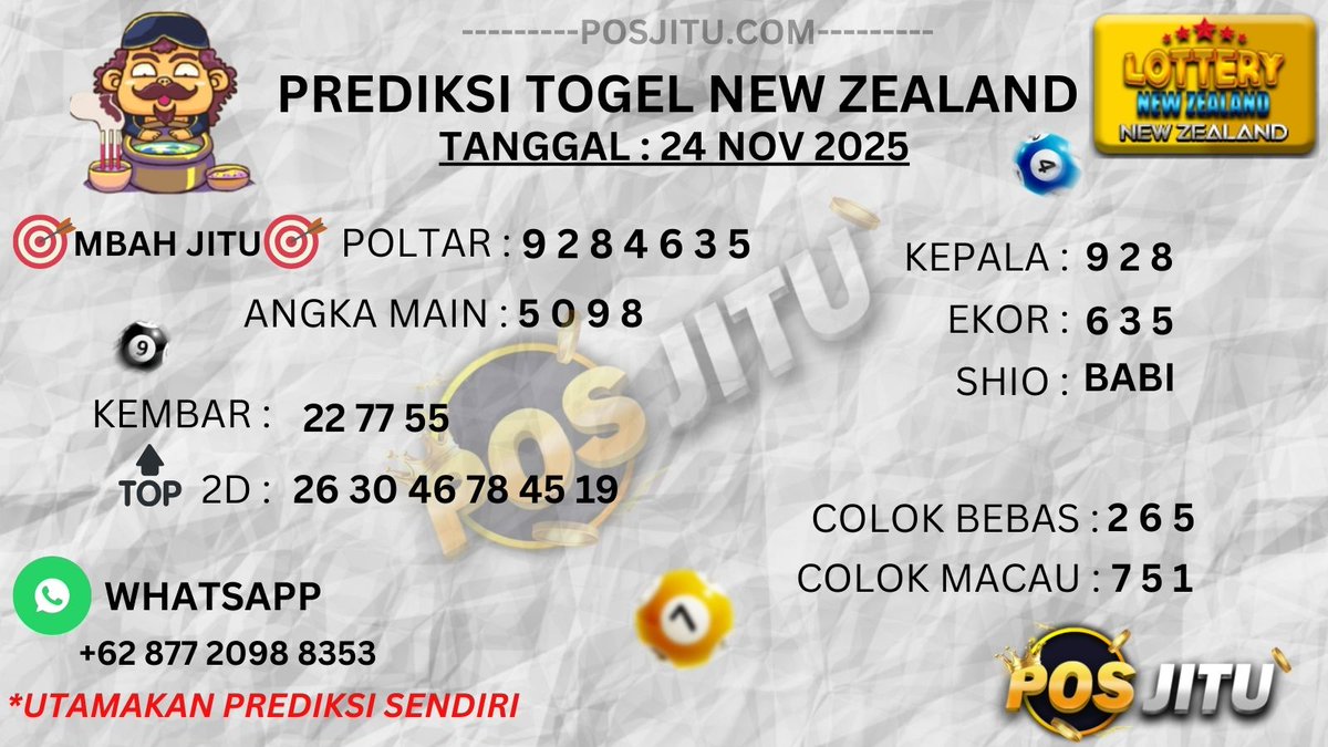 Posjitu168's tweet photo. PREDIKSI NEW ZEALAND, 24 November 2025 💥Minimal Deposit : 5.000 📷 JP BERAPAPUN DI BAYAR 📷https://t.co/wP7EXyI7ub #posjitu #prediksitogelmekah #bandartogelonlineterpercaya https://t.co/18RohSx2fN