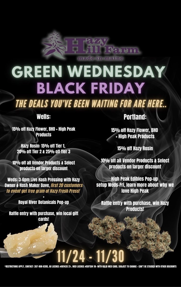 HazyHillFarm's tweet photo. Come celebrate Green Wednesday and Black Friday with us at Hazy Hill! https://t.co/CzLfqgHWP6