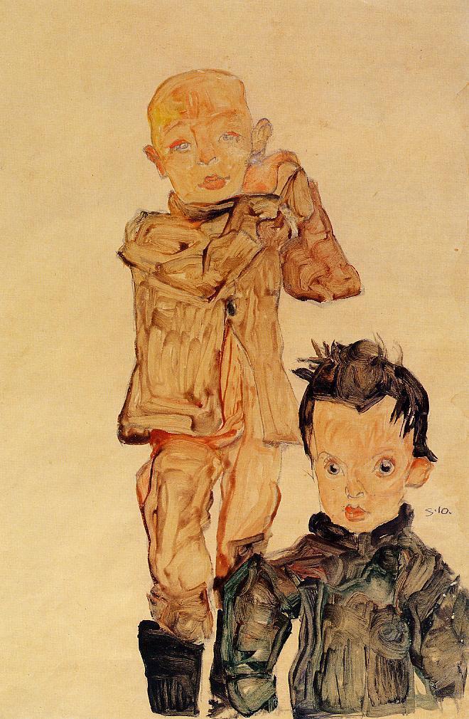 Two Boys, 1910 #artbots #schiele