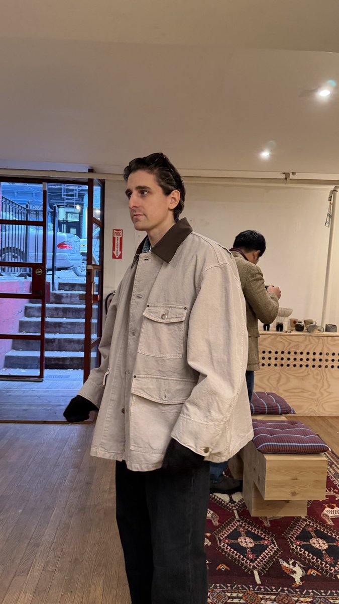 jakewoolf's tweet image. Wanted the $5000 Prada Carhartt jacket but copped this $700 one from Uru instead. Honestly fits better than the Prada and now I have $4300 for other jawnz
