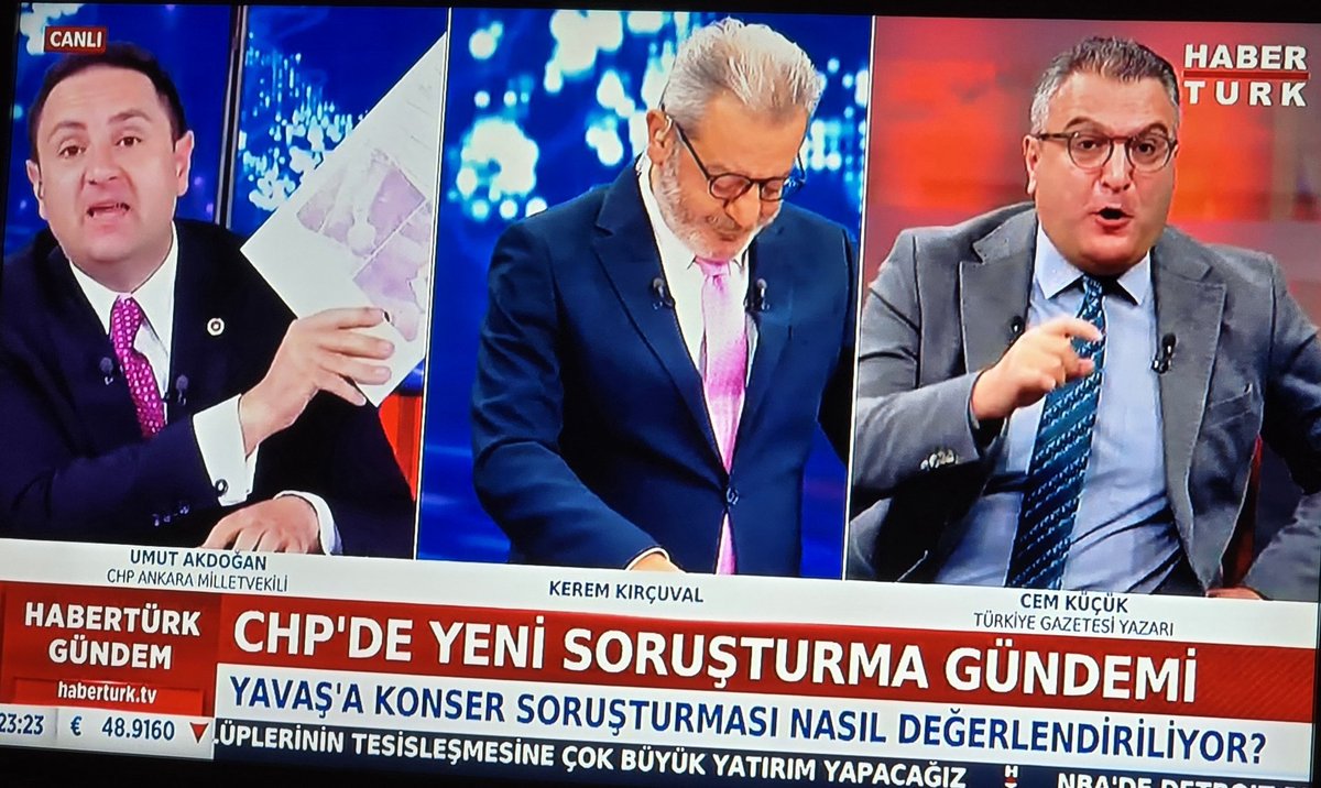 HaberTürk Gündem:

- Umut Akdoğan CHP Milletvekili: "Arkadaşlarımız hapiste"

- Cem Küçük Gazeteci:
"Çalmasaydınız"