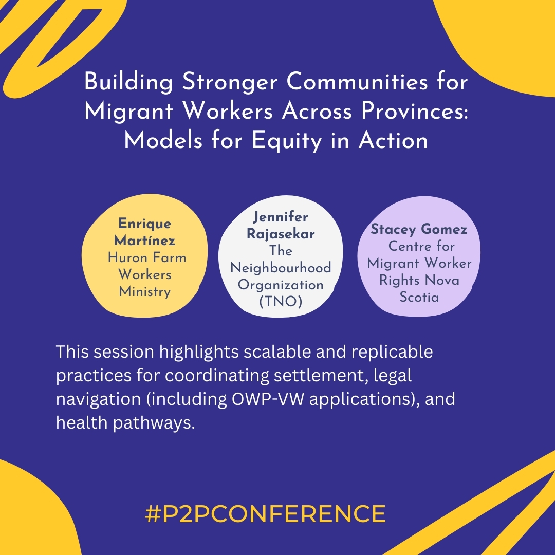 P2PConnects's tweet image. Building Stronger Communities for Migrant Workers Across Provinces: Models for Equity in Action
Chair: jennifer rajasekar – The Neighbourhood Organization (TNO)
🗓️ November 24
📍 In Person
#p2pconference #vvpconference