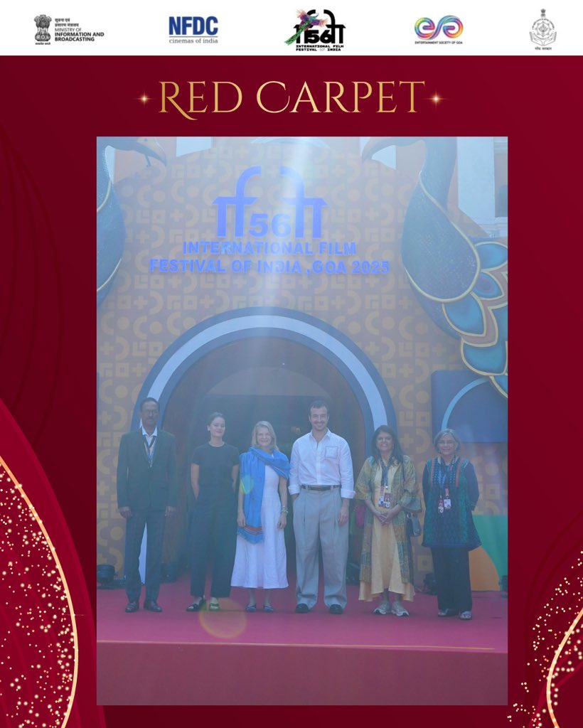 nfdcindia's tweet photo. Celebrating the spirit of global cinema as delegates, creators and storytellers walk the vibrant IFFI 56 Red Carpet. A day of culture, colour and creative energy shining bright in Goa.
#IFFI56 #RedCarpetMagic #iffi2025 #iffigoa #iffi https://t.co/rbrx7Zjw9m