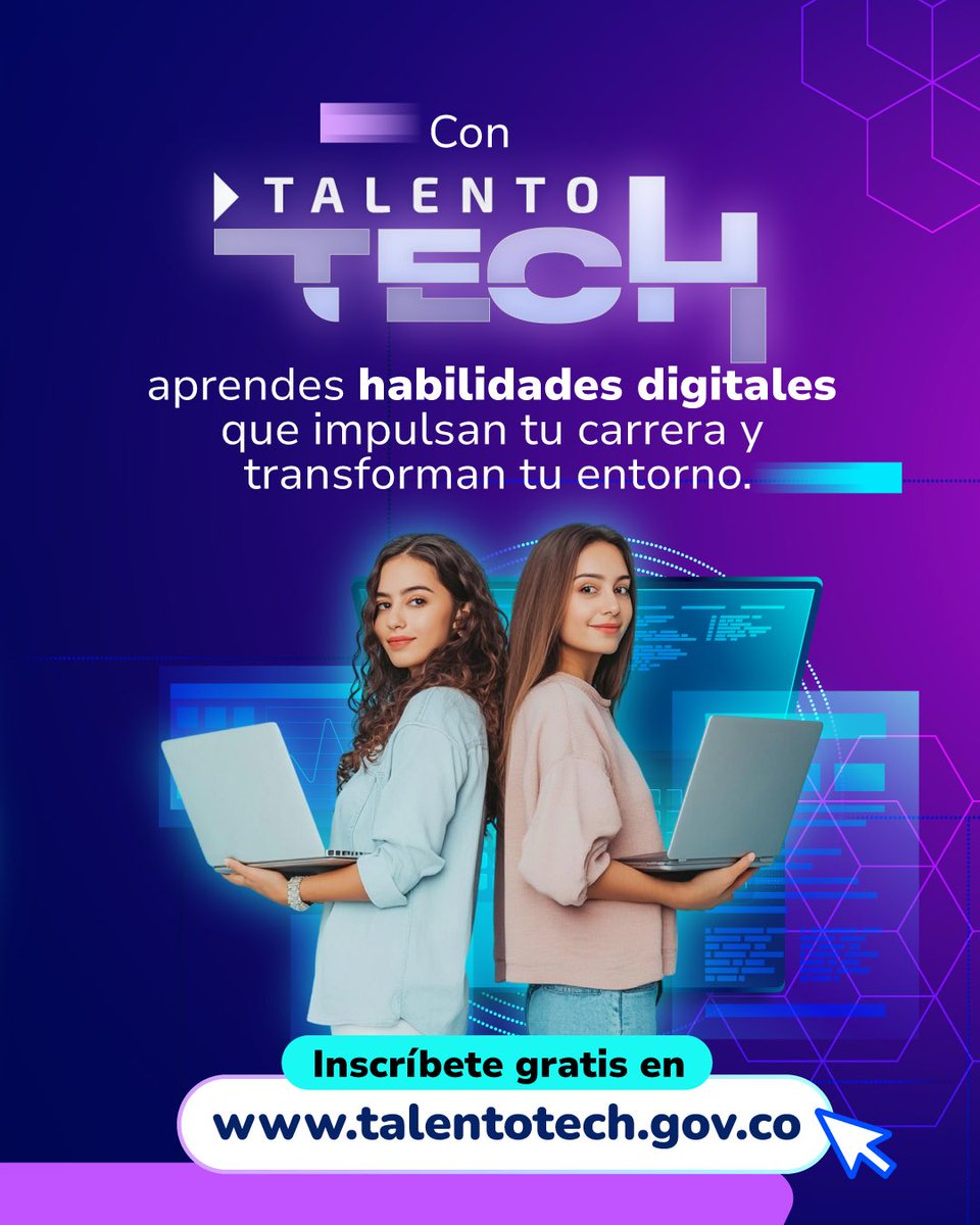 ANE_Colombia's tweet image. 💡 En #TalentoTECH impulsamos tu crecimiento con formación gratuita en las habilidades más demandadas del mercado digital. talentotech.gov.co 
#ConDignidadCumplimos y trabajamos para que cada #CampistaTECH tenga acceso a formación digital que brinda oportunidades.
