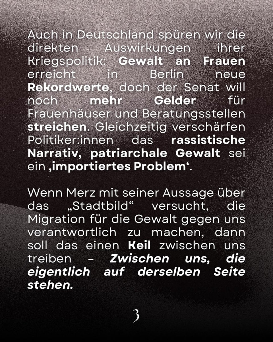 BerlinDemo's tweet image. 💥Announcement! Monday 24.11.2025💥

🔥✊🏾Revolutionary eve demonstration: Women on the offensive!✊🏾🔥

Monday, 24.11.2025 | 6 p.m. | Frankfurter Tor, 10243 Berlin

Arrival: U5, M10, M21 Frankfurter Tor

📣 Call: asanb.noblogs.org/?p=14347 

#b2411 #DayAgainstViolenceAgainstWomen