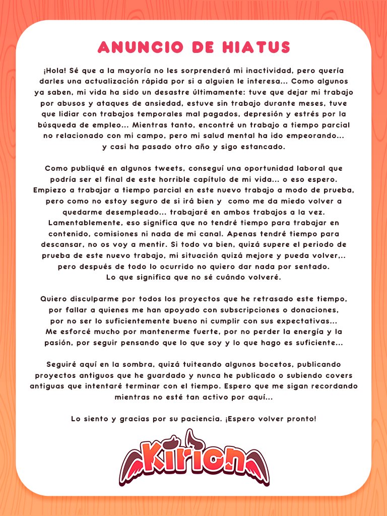 itsKirion's tweet image. I&apos;m sorry and thank you for your patience...
I hope to be back soon! 🍂🪽