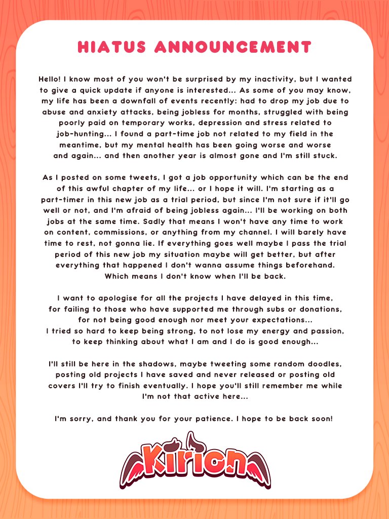 itsKirion's tweet image. I&apos;m sorry and thank you for your patience...
I hope to be back soon! 🍂🪽