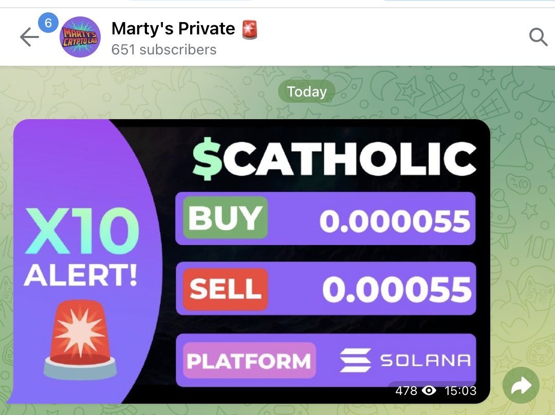 martyscryptolab's tweet image. $CATHOLIC x10 signal successfully hit the target! Entry at $0.000055 → Exit at $0.00055. 🚀

#CATHOLIC