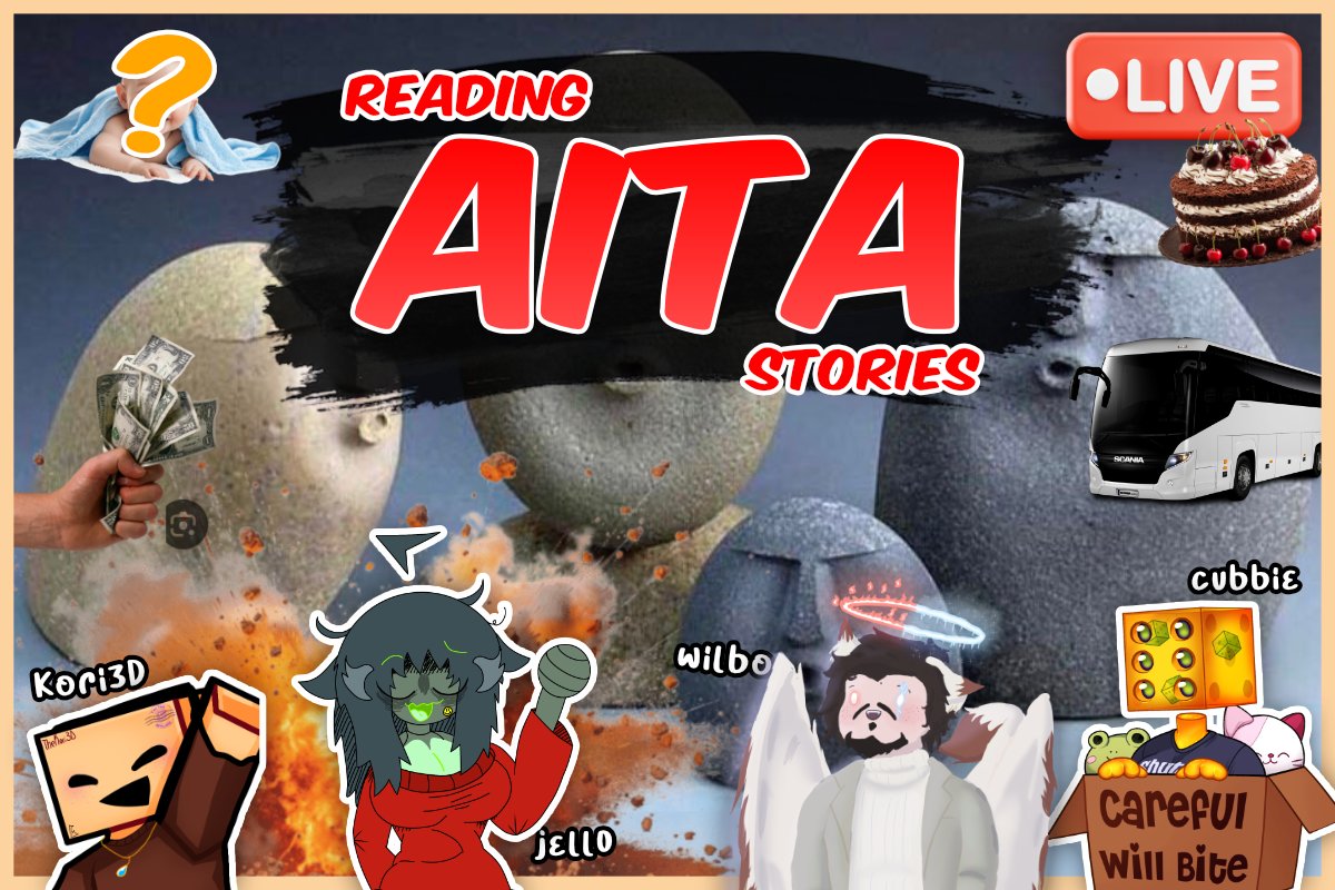 TheKori3D's tweet image. i&apos;ve been wanting to do something like this for SO LONG 😭 today, me @ThatSlimeBot @Cube_Bie and /wilbowaffles will read AmITheAsshole reddit stories !! but we&apos;ll need your help to determine.. a*hole or not-a*hole xDD 

🔴LIVE NOW on🟥and🟪