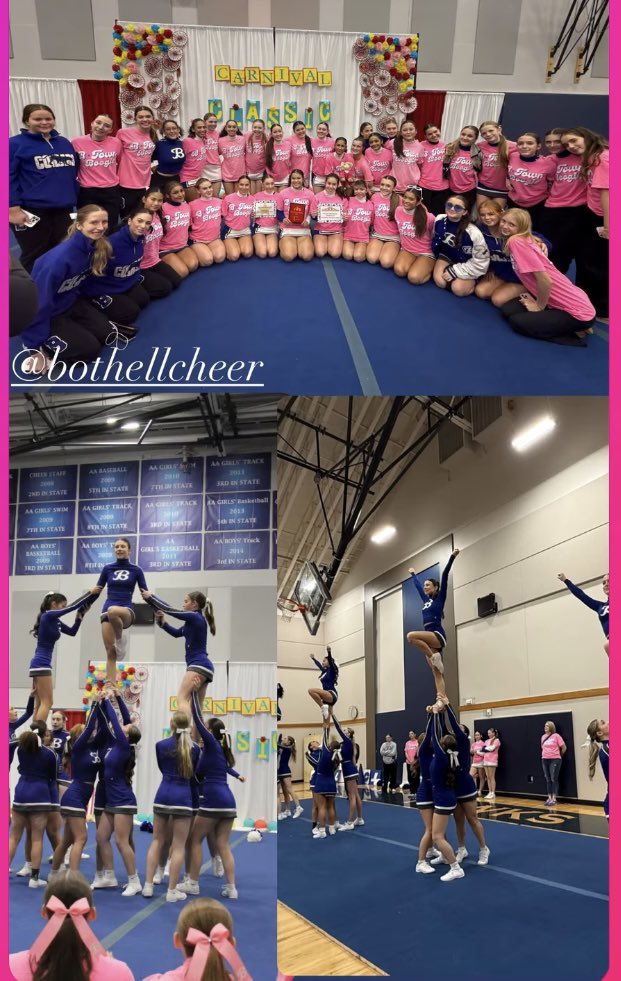 AD_Klee's tweet photo. Competitive Cheer had a great Saturday. JV Tumbling 1st place and 
Varsity Game Day 1st place and event Grand Champions! Varsity qualified for State too! https://t.co/M31v8cgUxb