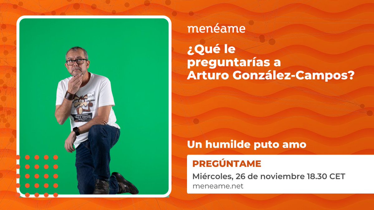 meneame_net's tweet image. Hemos conseguido que se venga uno de los @todopoderosos que nos faltaban por entrevistar y el miércoles tendremos a @ArturoGCampos con nosotros. Manda tus preguntas aquí: meneame.net/m/Preg%C3%BAnt…