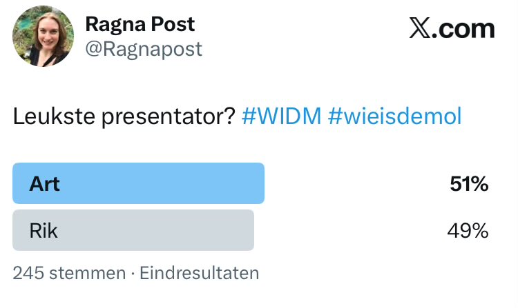 Bijna 50/50. Ik kon zelf ook niet kiezen. #WIDM #wieisdemol