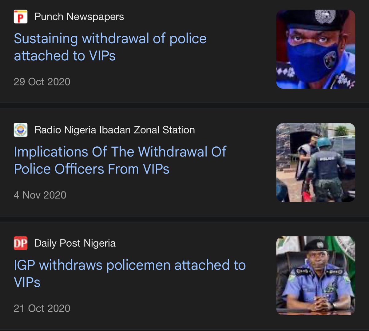 OneJoblessBoy's tweet photo. If you had a Dollar for the number of times Police officers have been ‘withdrawn from VIPs’ in Nigeria, how much will you have?

2020, 2023, 2024, 2025. Same gist. https://t.co/wNOxdbrNnD