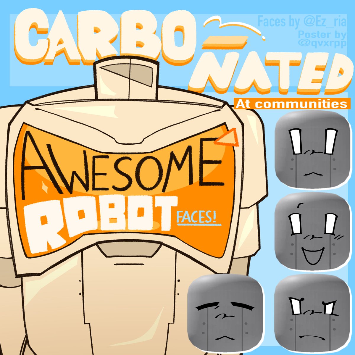 spilledbev's tweet image. Our robot dynamic heads are out now!
Faces by Ez_ria on Roblox and poster by @qvxrpp
🤖 #Roblox #RobloxUGC