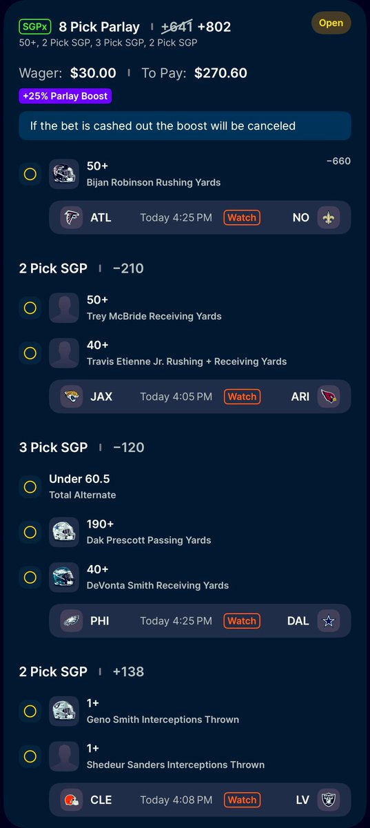 ProfitP0's tweet image. 4 PM NFL slate parlay.

Interception party in the Browns vs Raiders game. Besides that, just need good players to play average.

#GamblingX #GamblingTwitter 

@Playbook