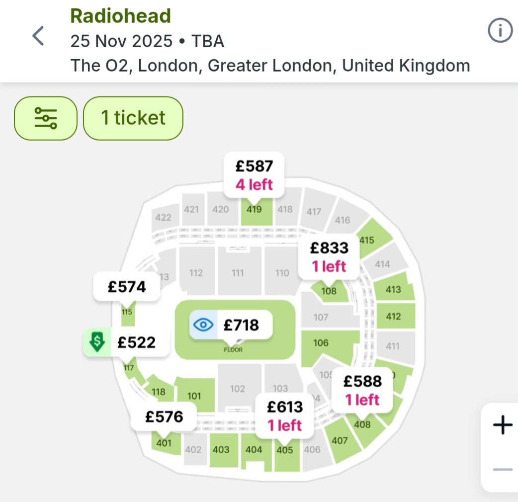 HughSykes's tweet image. Who can afford to pay this much for a rock concert?
#Radiohead at the #O2.