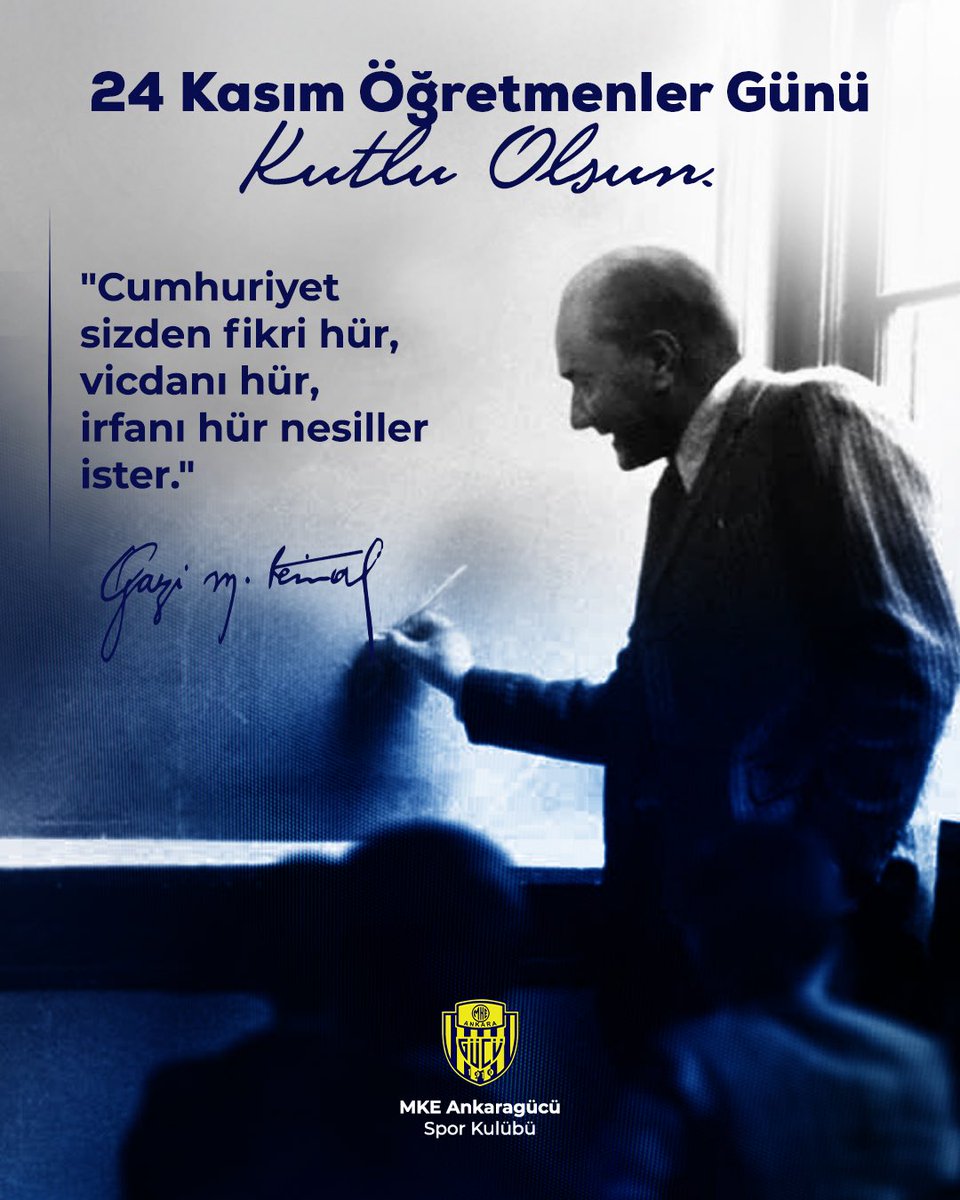 Ankaragucu's tweet photo. Başöğretmen Gazi Mustafa Kemal Atatürk’ün “Öğretmenler, yeni nesil sizin eseriniz olacaktır.” sözünden ilham alan tüm öğretmenlerimizin Öğretmenler Günü’nü en içten dileklerimizle kutluyoruz.

Geleceğimizi şekillendiren, bilgi ve değerleri yarınlara taşıyan tüm öğretmenlerimize minnettarız.
Emekleri, sabırları ve fedakârlıkları için teşekkür ederiz.