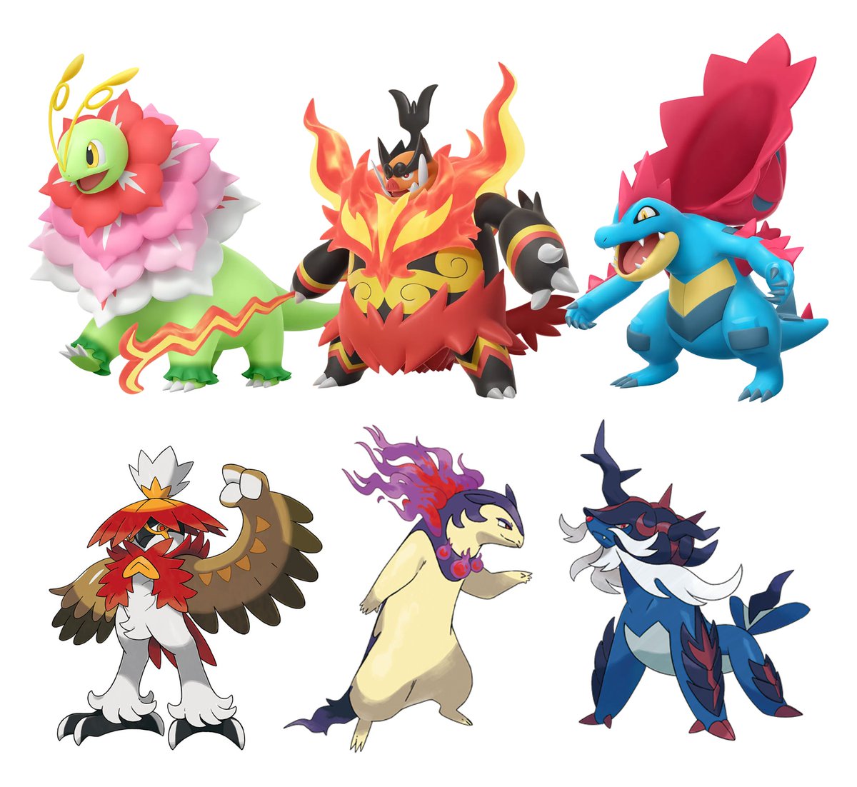 CardnlH's tweet image. Now that they&apos;ve had a month or so to settle... Which Legends Starter Trio is better? #Pokemon