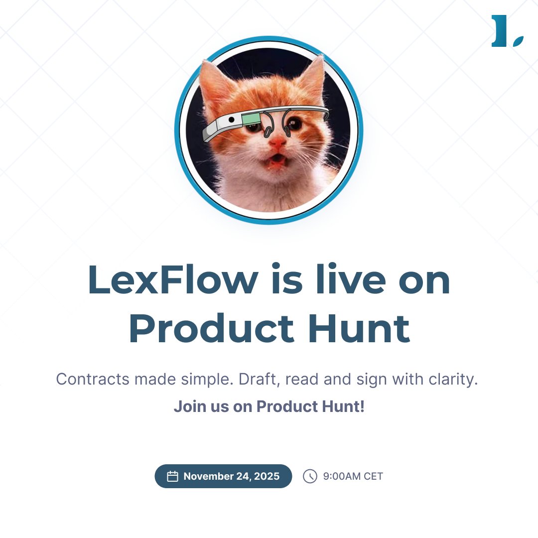 useLexFlow's tweet photo. LexFlow is live on Product Hunt.

Contracts should not take hours or cost a fortune.
Now you can draft, understand and sign them in minutes.

If you want to support the launch, we are here:
https://t.co/clHbE2geKX https://t.co/8pRqAXRfz6