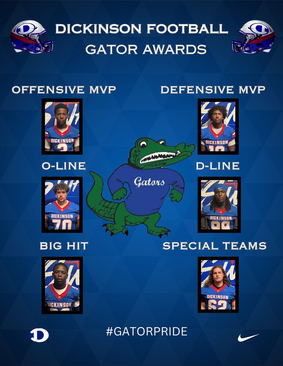 Congratulations to our Players of the Week against Pearland.
#GatorPride
⁦<a href="/DickinsonISD/">Dickinson ISD</a>⁩