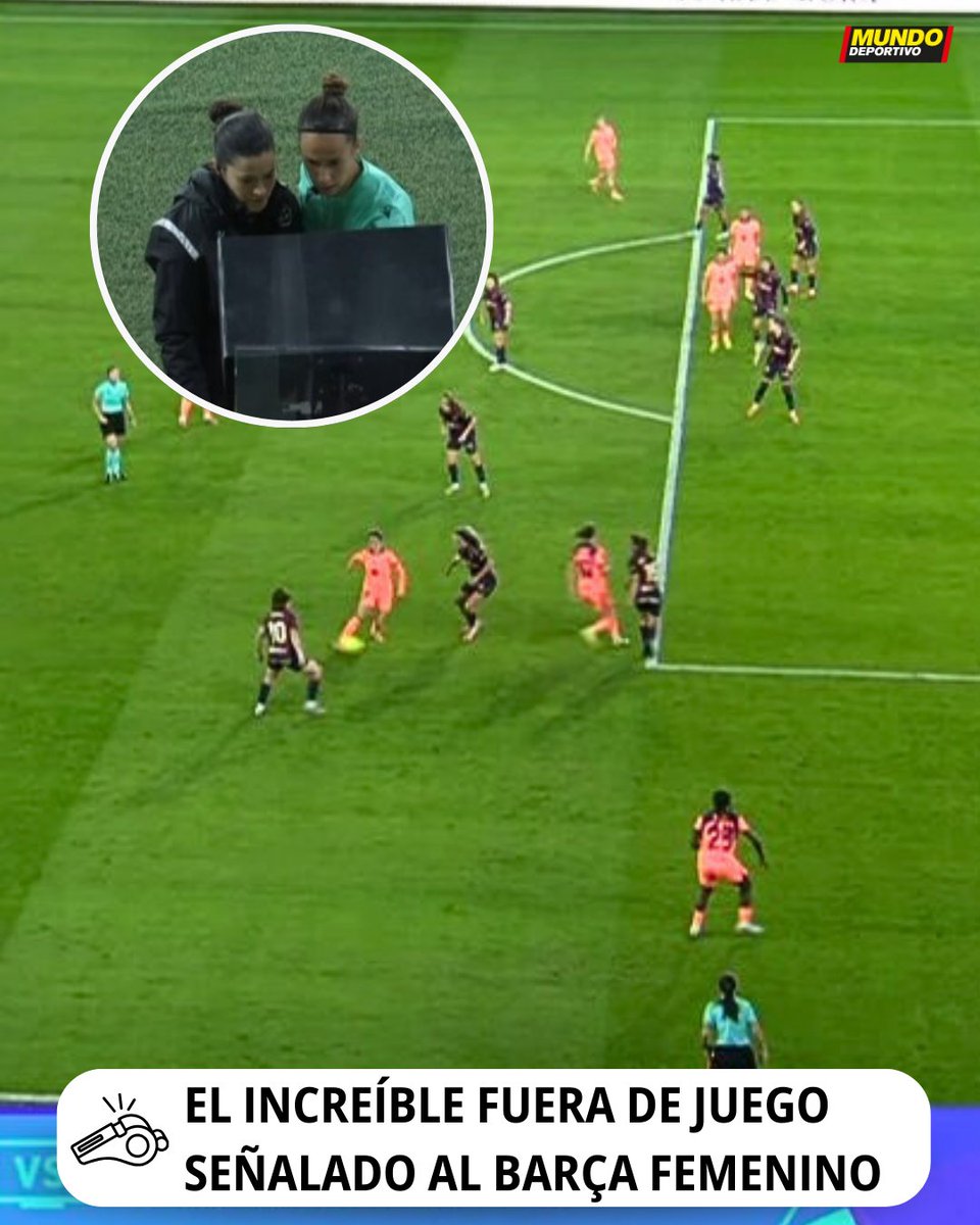 😳 El surrealista gol anulado al <a href="/FCBfemeni/">FC Barcelona Femení</a> por fuera de juego 

❗️ La colegiada fue a ver la acción al VAR y mantuvo su decisión de anular el tanto por fuera de juego