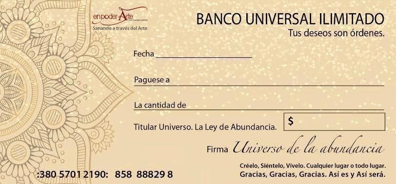 !SABEN QUE ES EL CHEUQE DE LA ABUNDANCIA⁉️

El cheque de la abundancia es una herramienta que se utiliza en el contexto de la Ley de la Atracción y la manifestación para atraer prosperidad y abundancia a la vida. 

🌠✡️No se trata de un cheque bancario real, sino de un cheque