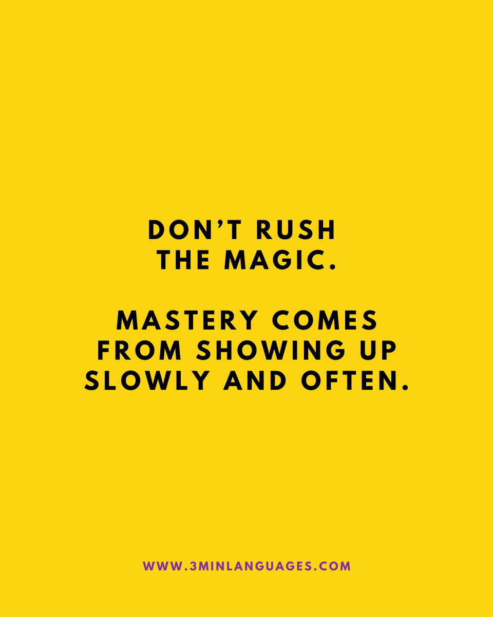 3MLanguages's tweet image. Don’t rush the magic.
 Show up slowly and often.
 👉 Grow steadily: 3minlanguages.com

#3MinuteLanguages #StudyIn3 #LanguageLearning #MicroLearning #Consistency #LearnFrench #LearnSpanish #LearnGerman #LearnItalian #LearnPortuguese