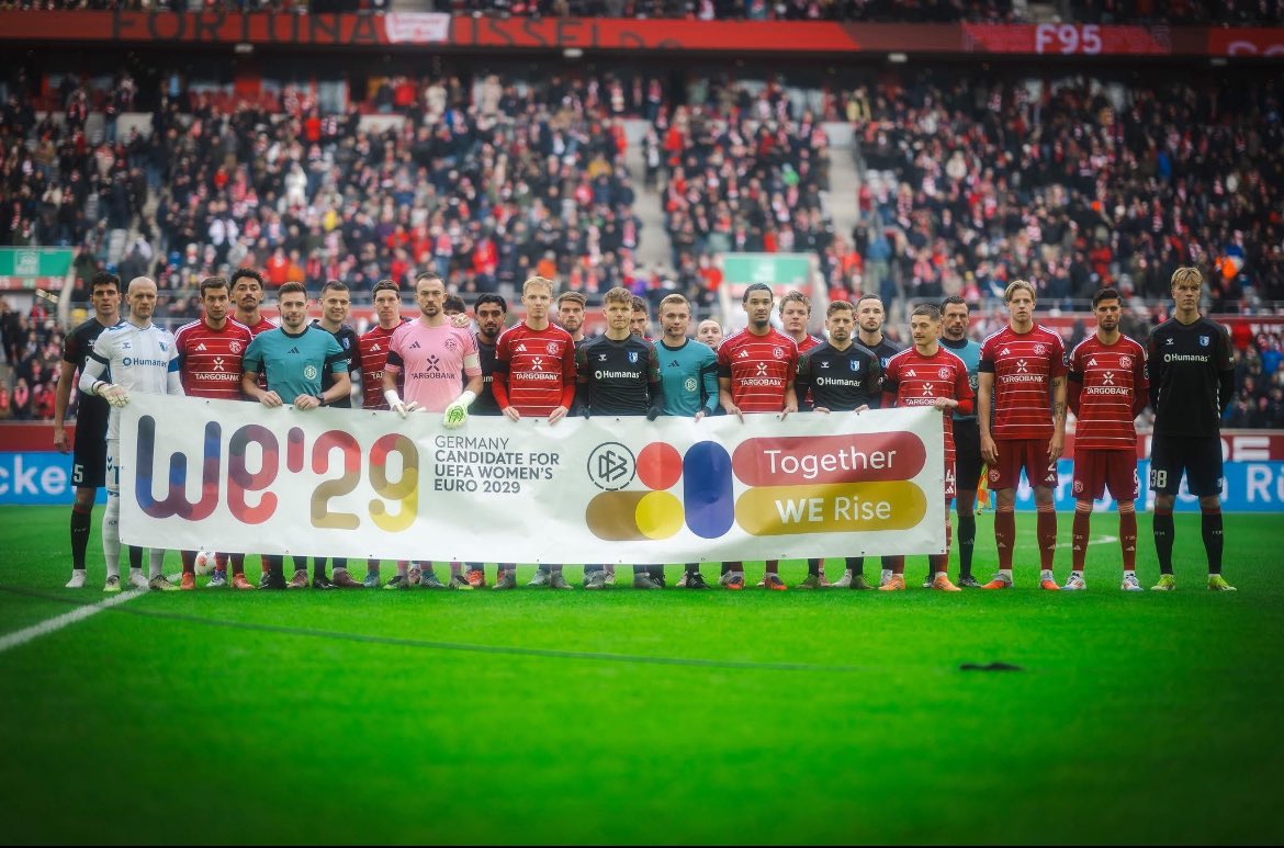 1fc_magdeburg's tweet photo. #TogetherWERise
Wir unterstützen den DFB bei der Kandidatur für die Frauen-Europameisterschaft 2029.
#WE29 #EINMALIMMER https://t.co/yHMBKEvJTX