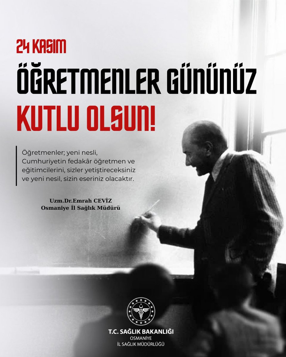 24 Kasım Öğretmenler Günü, geleceğimizi şekillendiren, bilgisiyle, sabrıyla ve fedakârlığıyla toplumun her alanına ışık tutan değerli öğretmenlerimize minnetimizi ifade etme günüdür.

Bu anlamlı günde; ülkemizin dört bir yanında görev yapan, emek veren, nesiller yetiştiren tüm